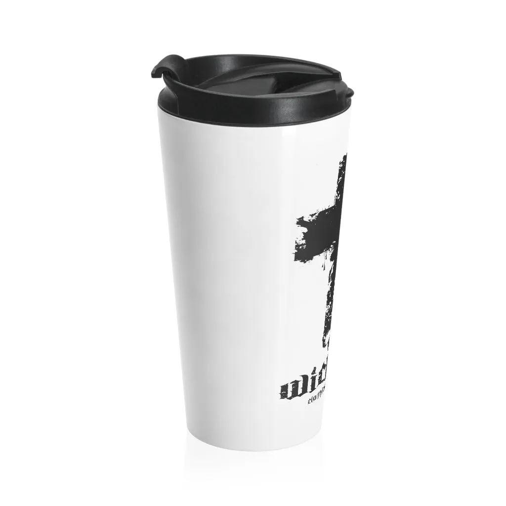 LOVE/Black on White  Stainless Steel Travel Mug
