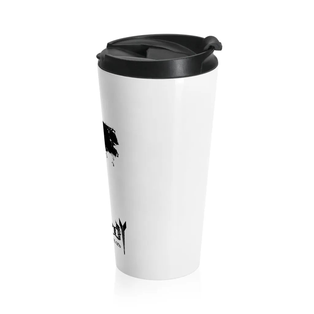 LOVE/Black on White  Stainless Steel Travel Mug