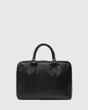 Madrid Matt Black - Leather Briefcase