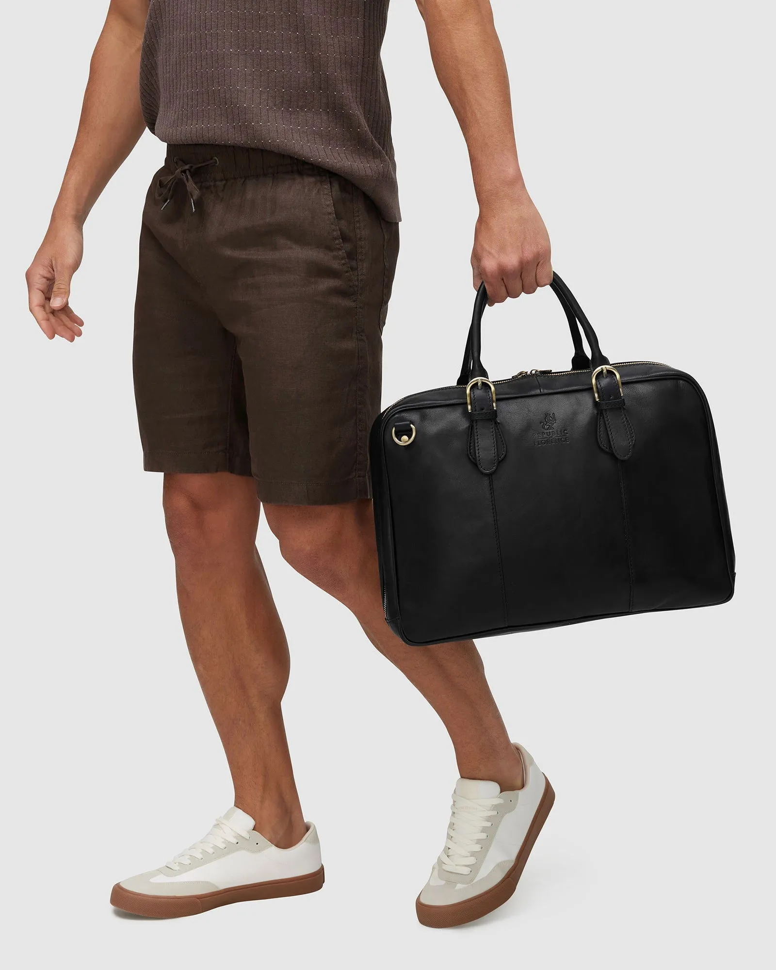 Madrid Matt Black - Leather Briefcase