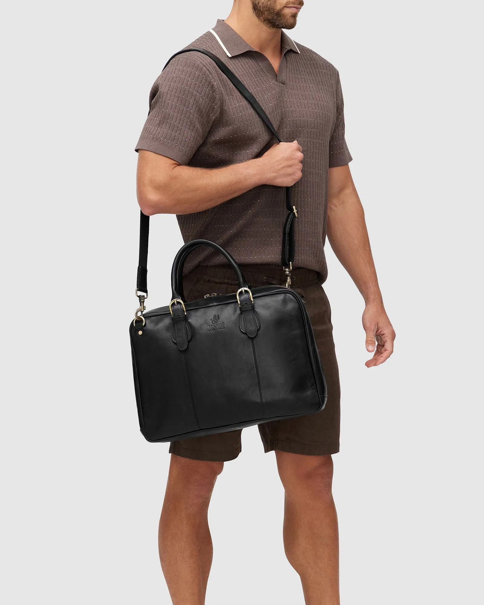 Madrid Matt Black - Leather Briefcase