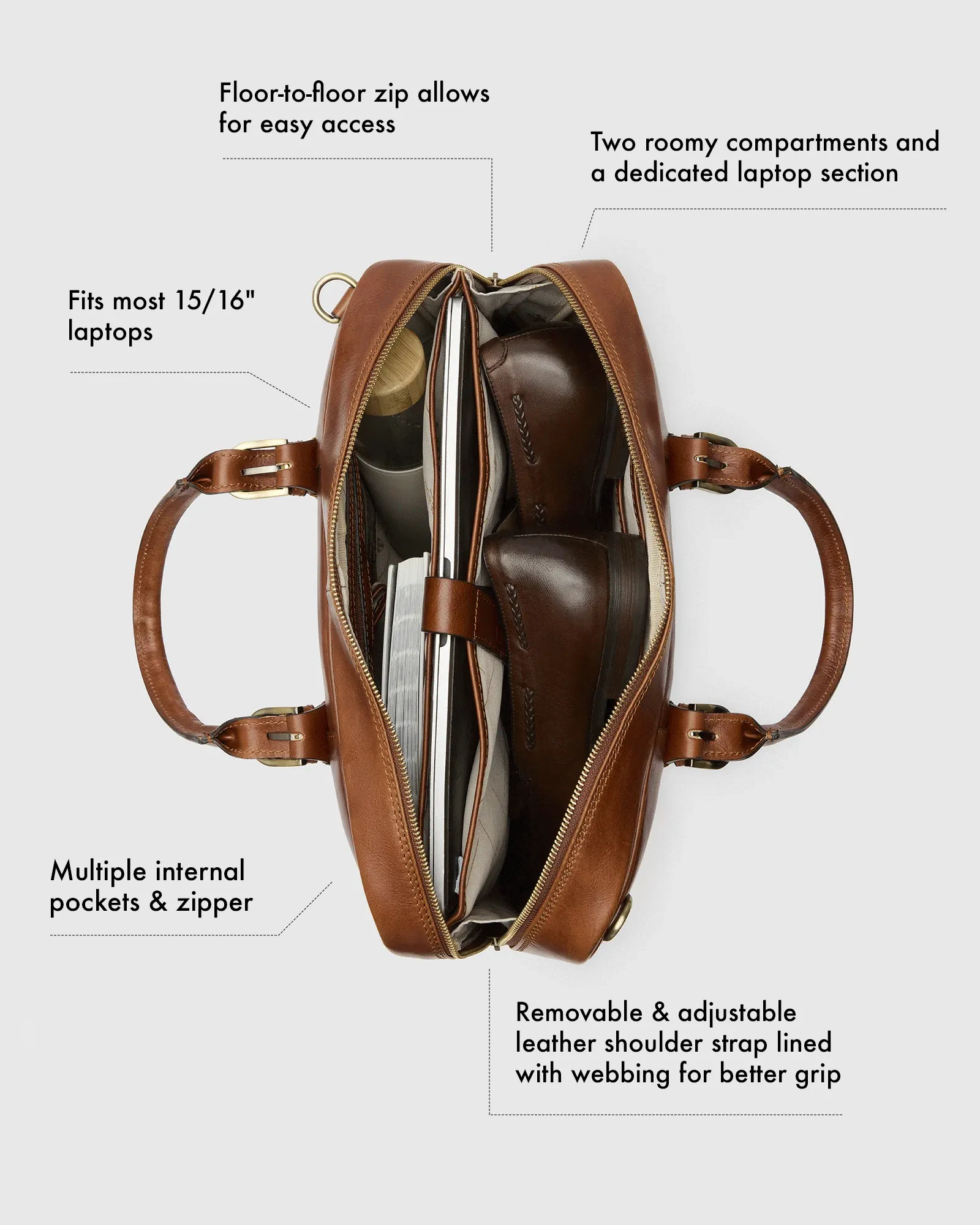 Madrid Matt Brown - Leather Briefcase