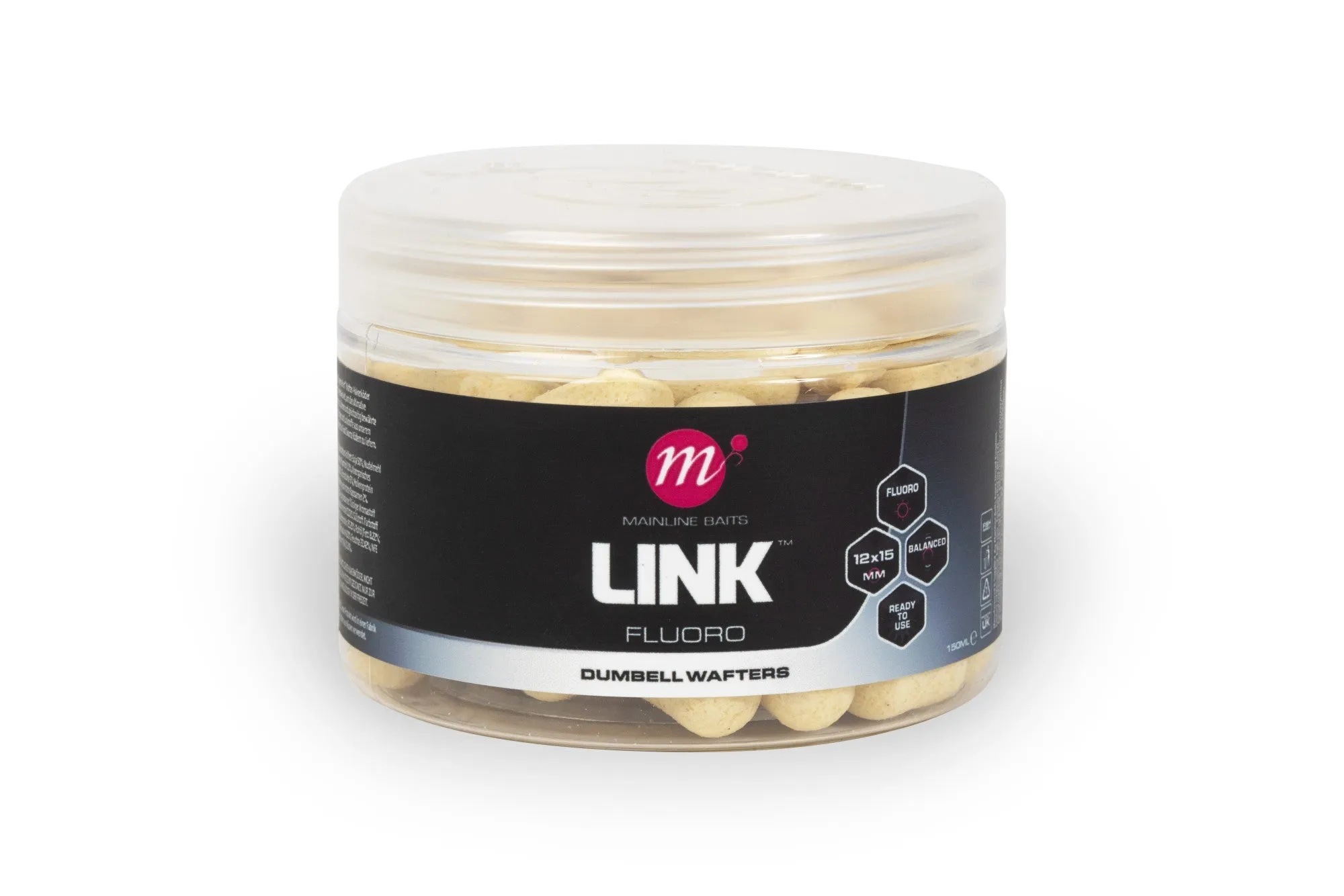 Mainline Link Fluoro Dumbell Wafters 12 x 15mm White