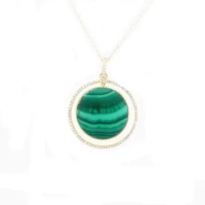 Malachite and Open Diamond Halo Pendant