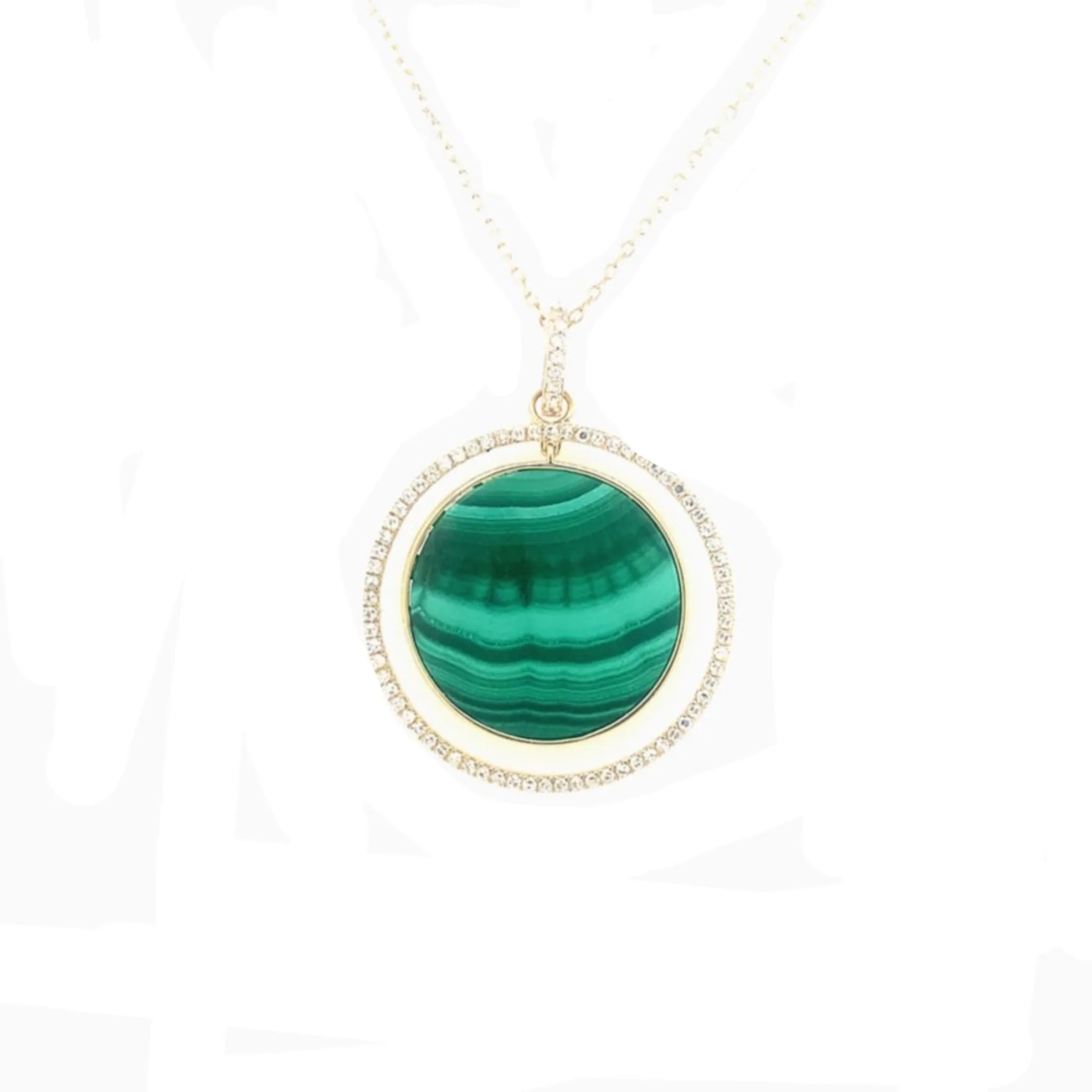 Malachite and Open Diamond Halo Pendant