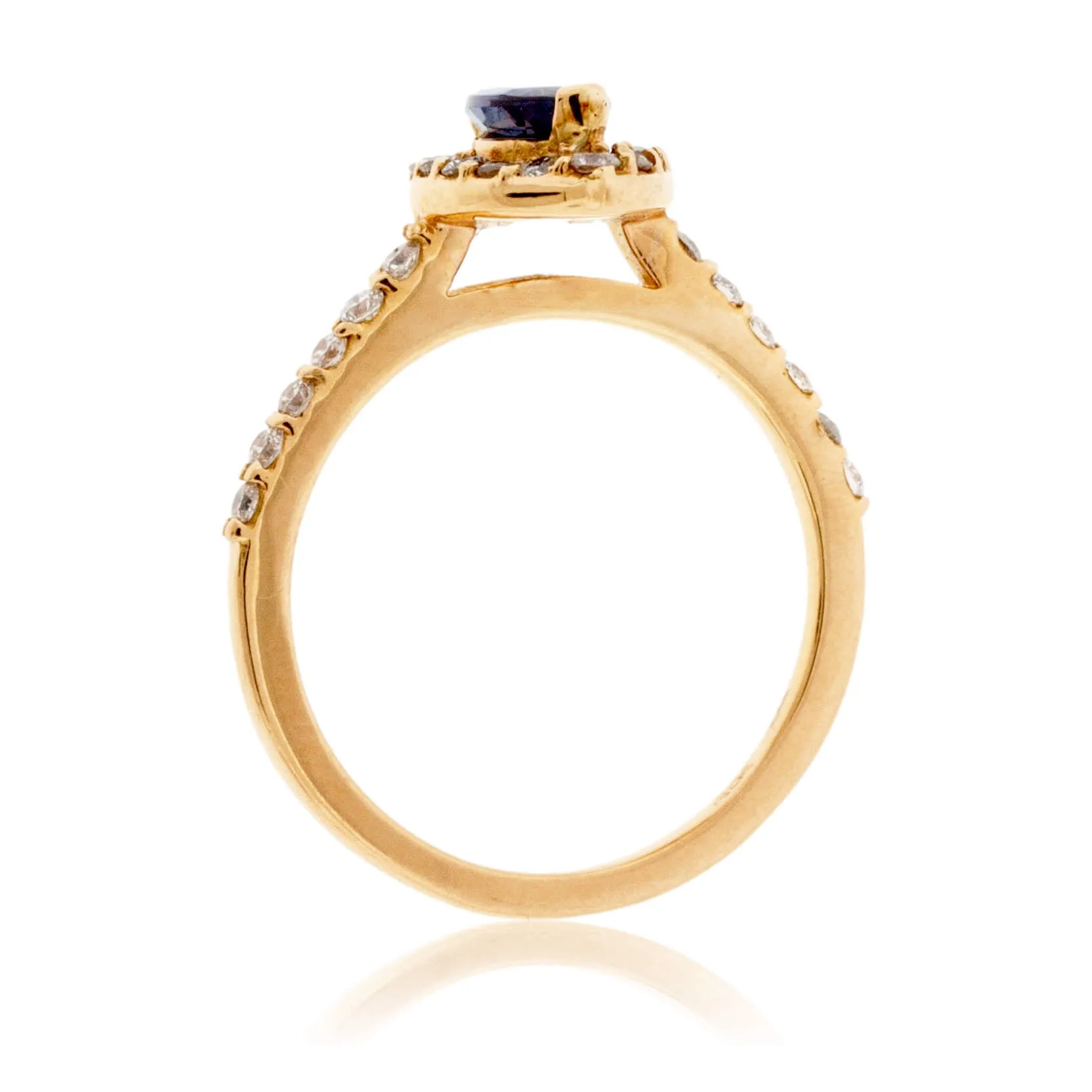 Marquise-Shape Alexandrite & Diamond Halo Diamond Shank Ring