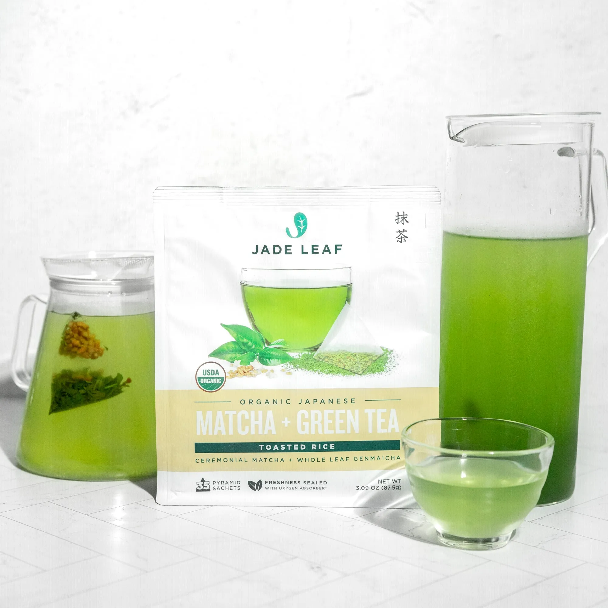 Matcha   Green Tea Pyramid Sachet Tea Bags - Toasted Rice