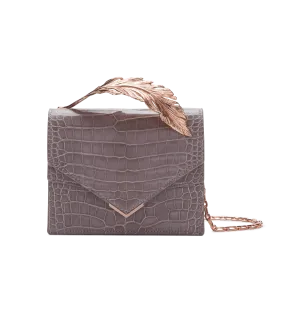 Mauve Lisse Alligator Alina Clutch