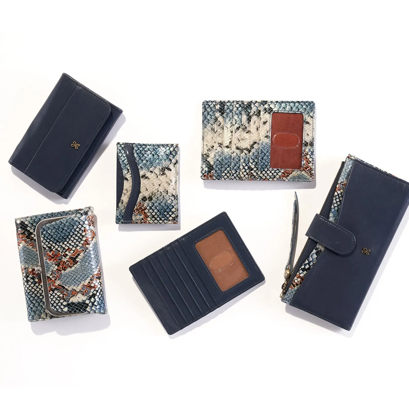 Max Card Case In Mixed Leathers - Blue Tempest