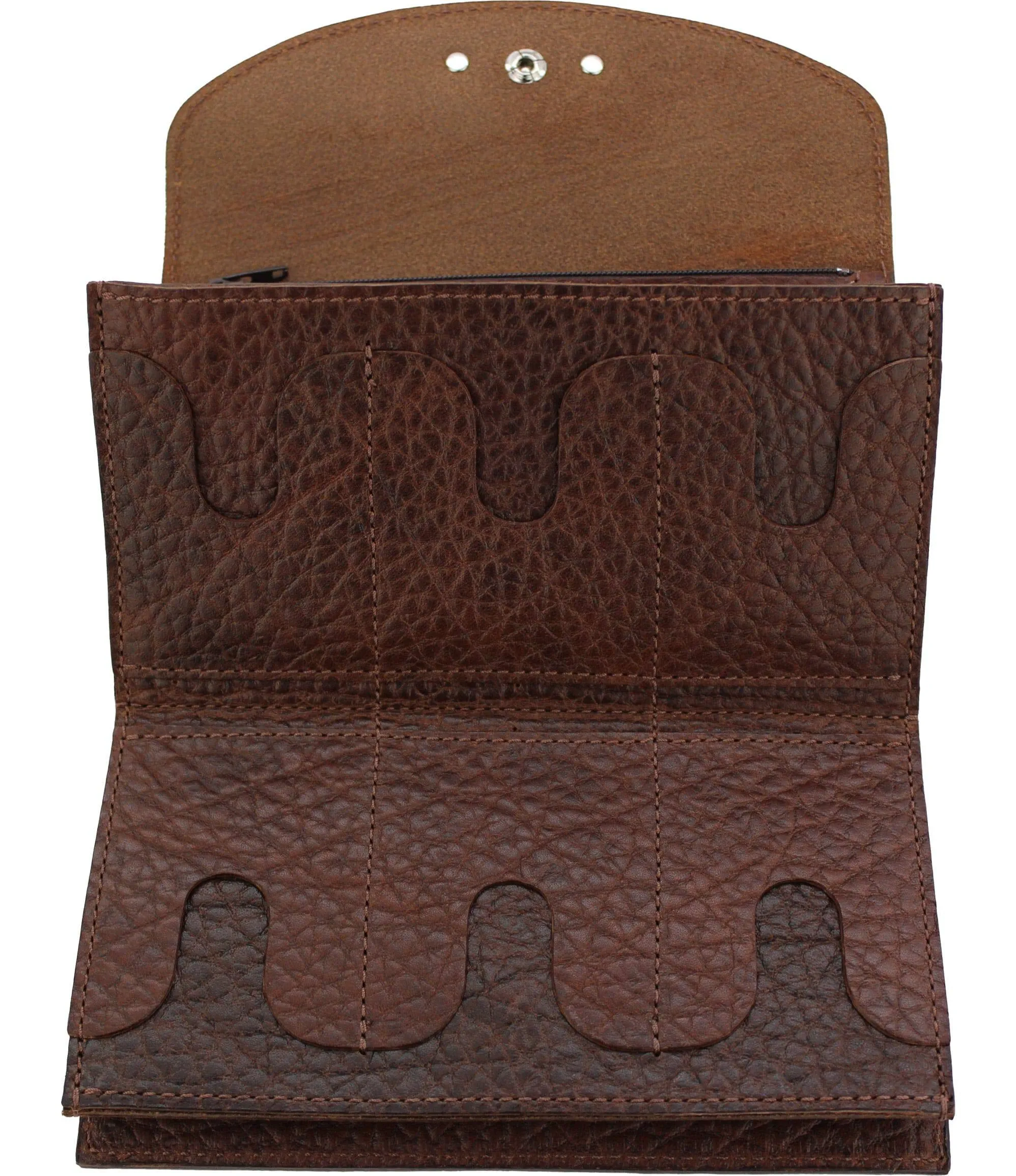 Medium Brown Bison Leather Deluxe Women's Wallet