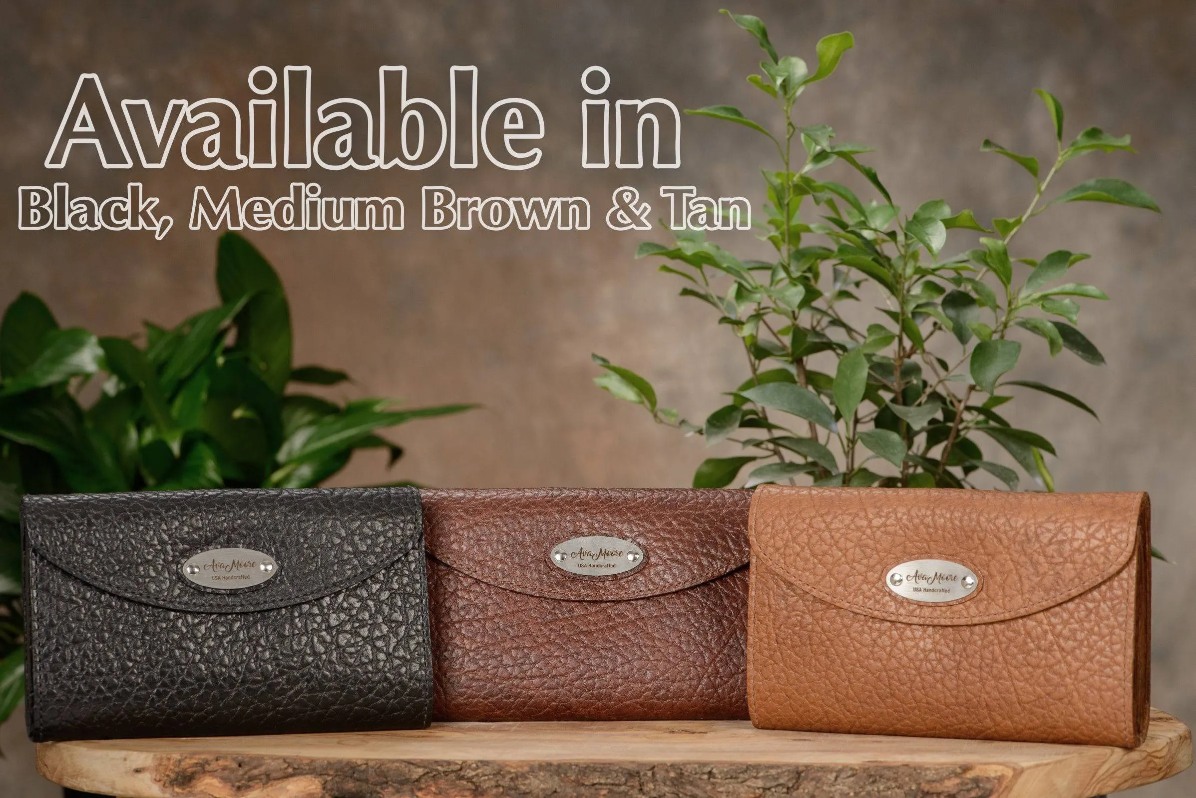 Medium Brown Bison Leather Deluxe Women's Wallet