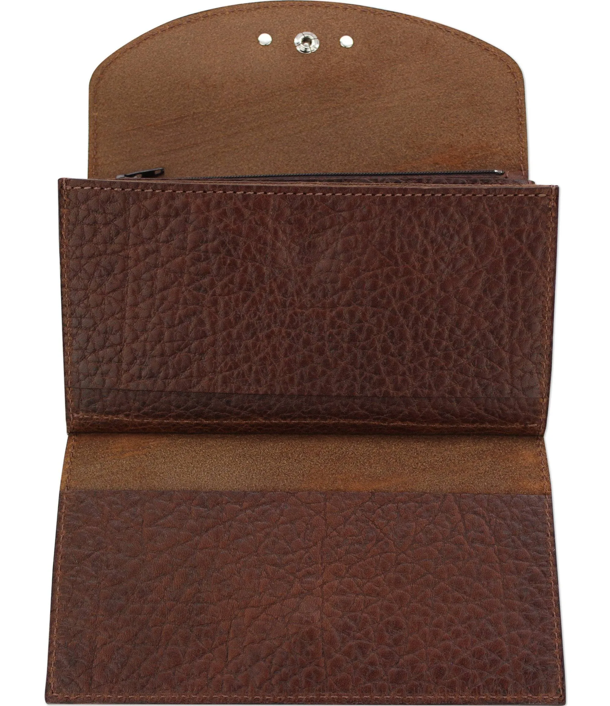 Medium Brown Bison Leather Deluxe Women's Wallet