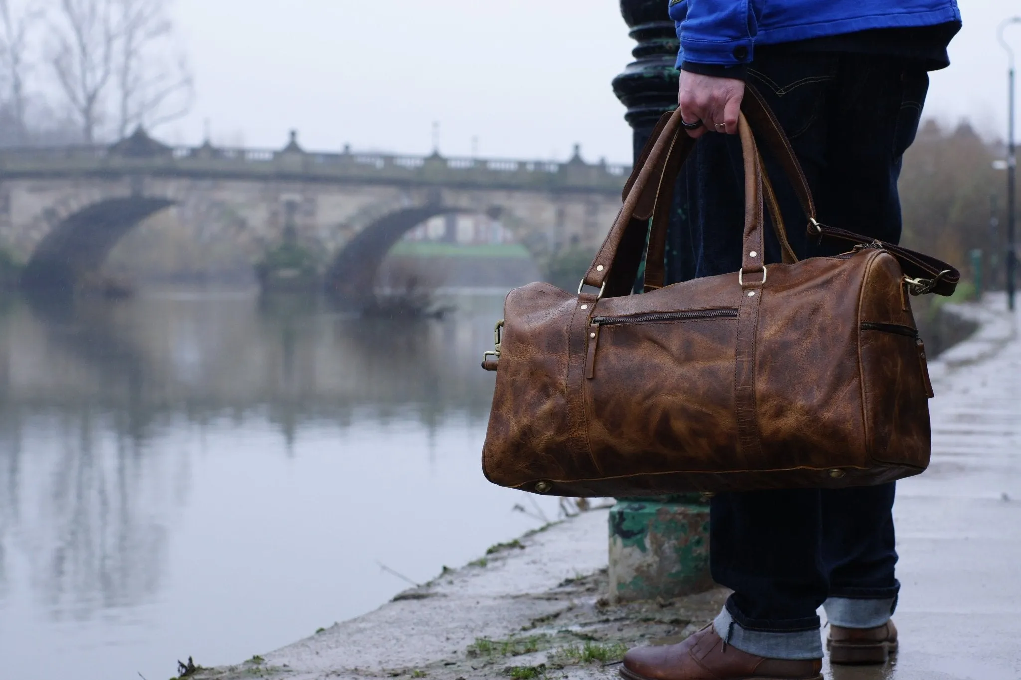 Mens Leather Holdall Bag 'The Wrekin Weekender' by ArchieSoul Man   Free Buffalo Leather Wallet