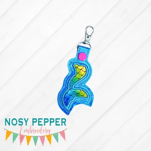 Mermaid Applique Snap tab (Single and Multi file included) machine embroidery design DIGITAL DOWNLOAD