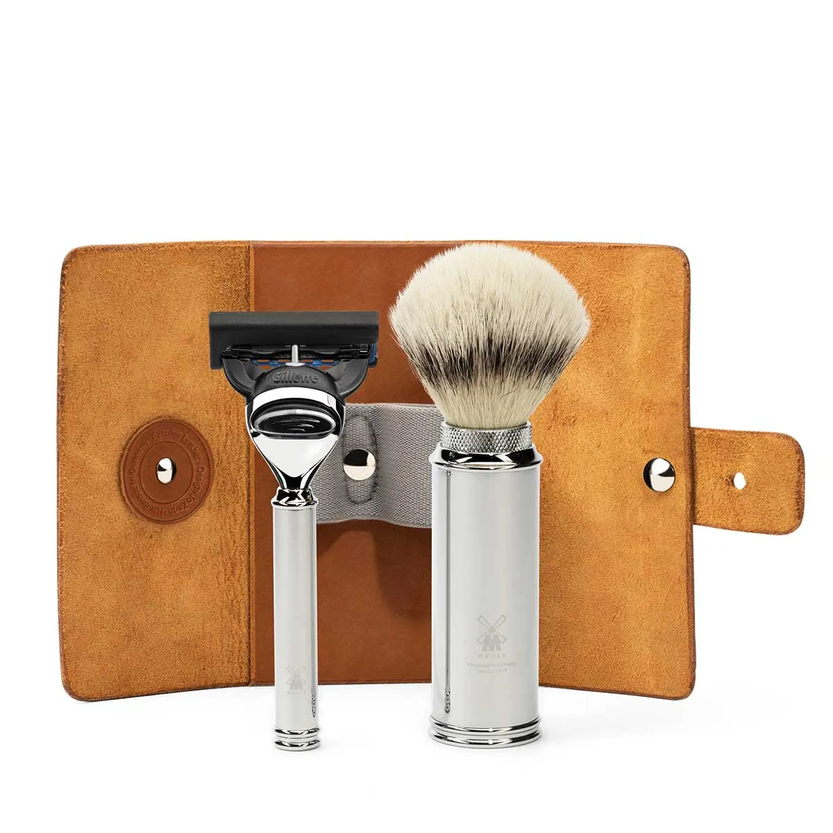 MÜHLE Travel Vegetable-Tanned Cowhide Travel Case Fusion Razor & Travel Brush