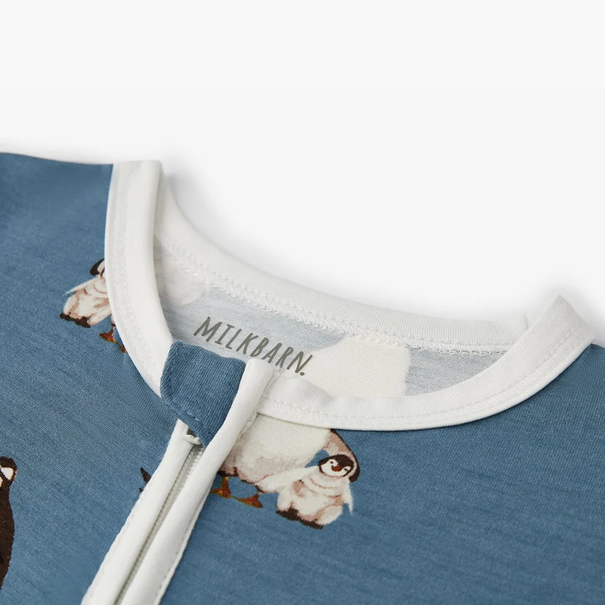 Milkbarn Luxe Stretch Zipper Footed Romper Penguin