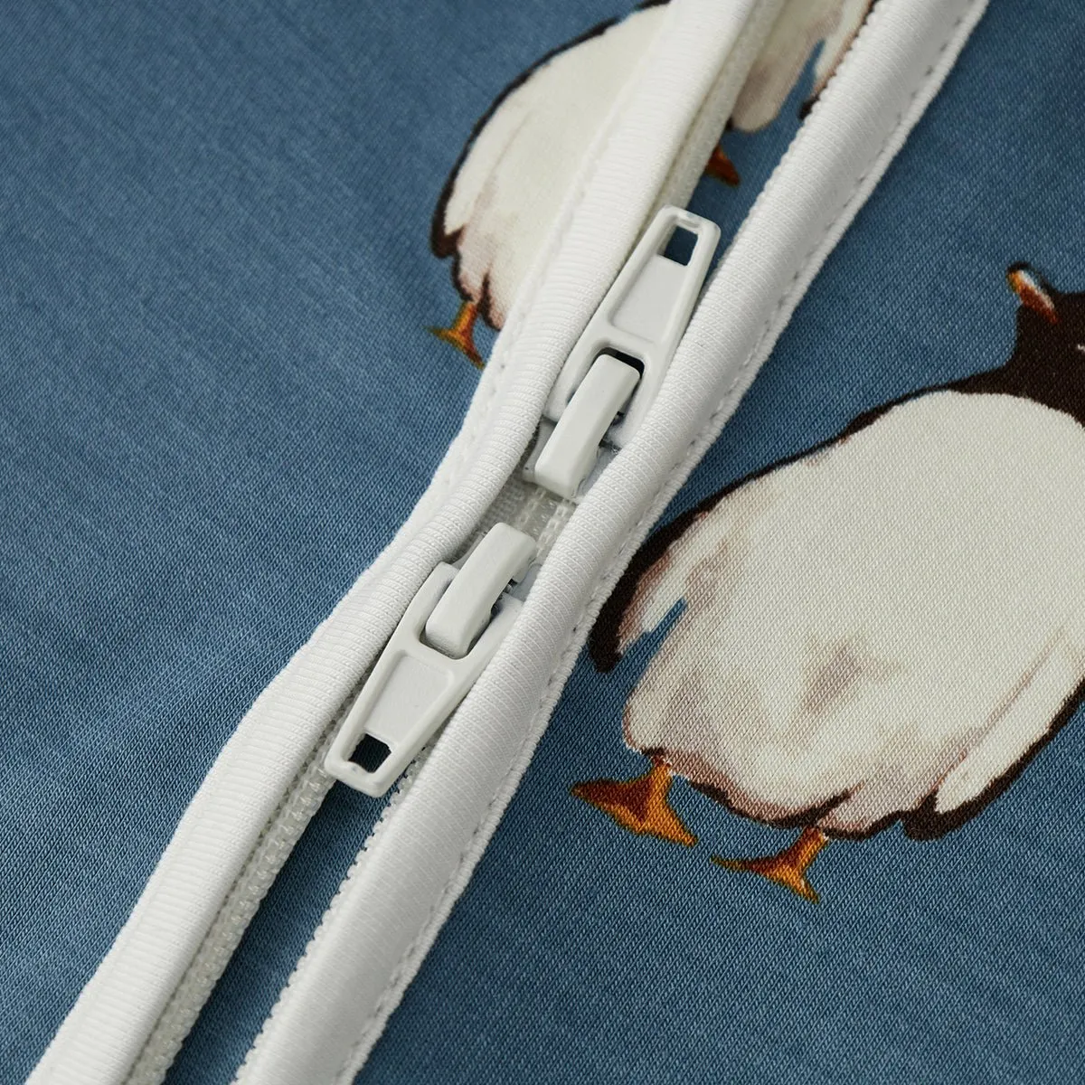 Milkbarn Luxe Stretch Zipper Footed Romper Penguin