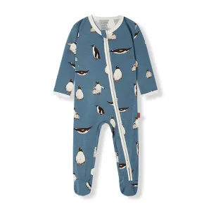 Milkbarn Luxe Stretch Zipper Footed Romper Penguin