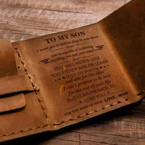 Mom To Son - Premium Cow Leather Trifold Wallet