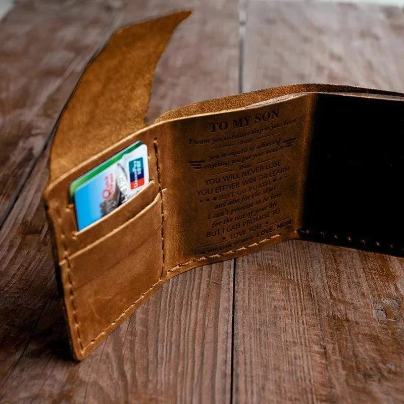 Mom To Son - Premium Cow Leather Trifold Wallet