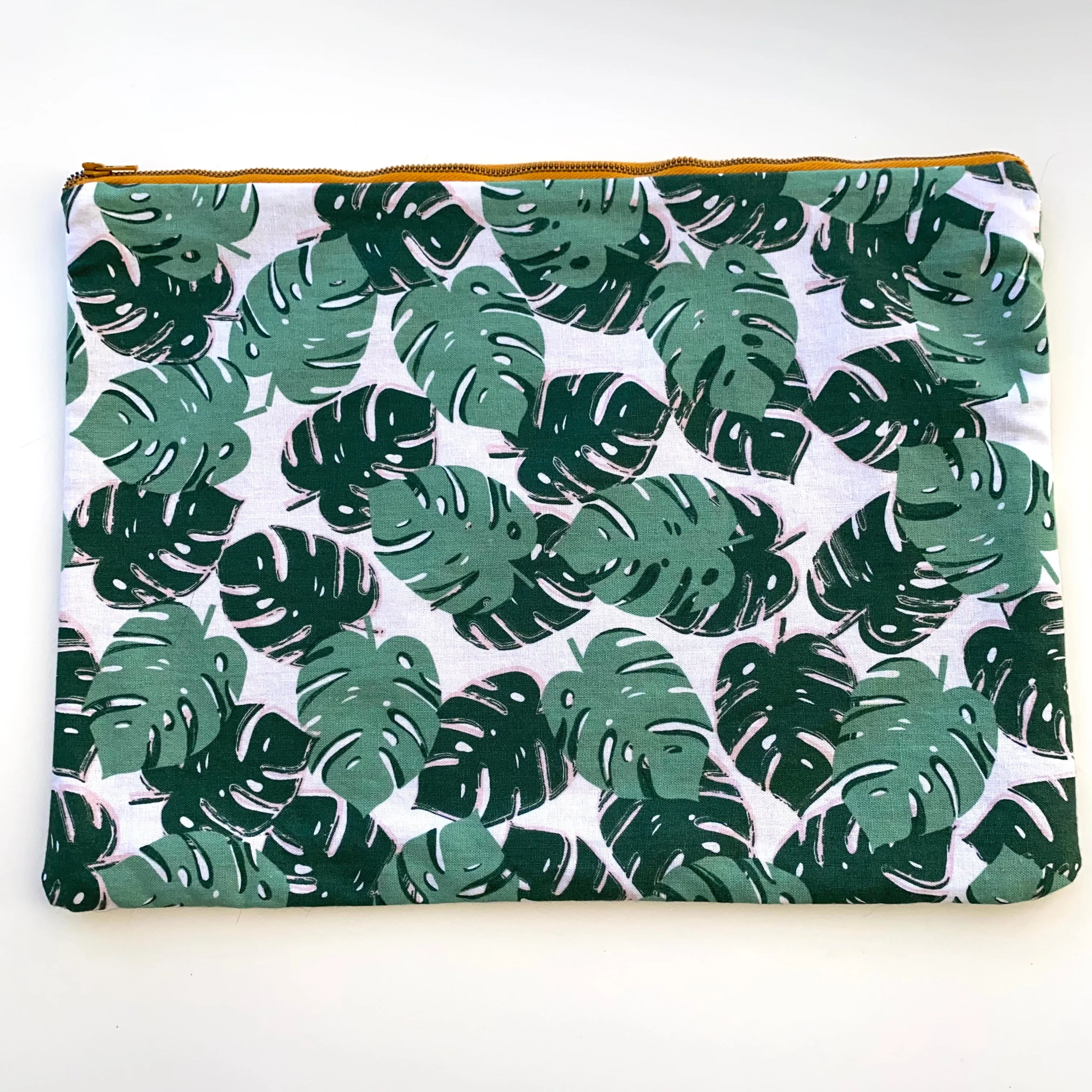 Monstera Print Zip Pouch in XL