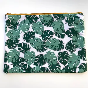 Monstera Print Zip Pouch in XL
