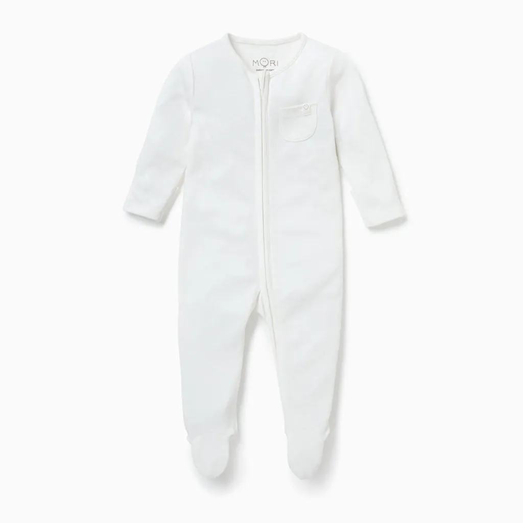 MORI Clever Zip Sleepsuit - White