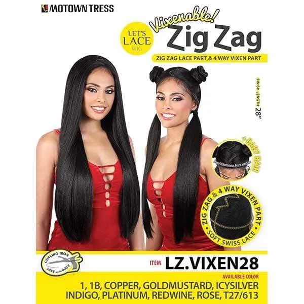 Motown Tress Let's Lace Zig Zag 4 Way Lace Part Synthetic Swiss Lace Wig - LZ VIXEN28 - Clearance