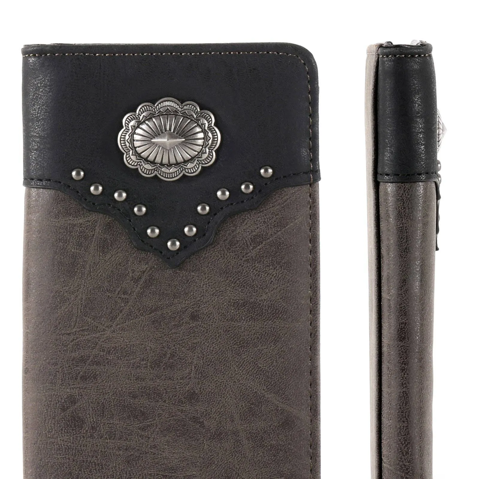 MW-609  Color Block Navajo Concho Men's Bifold Long PU Leather Wallet