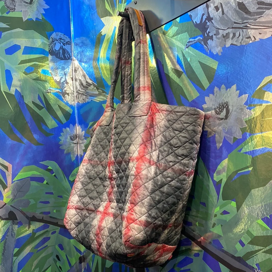 MZ Wallace Gray Red and Beige Sutton Tote