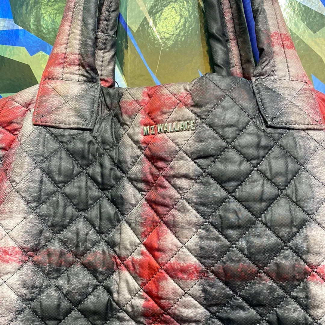 MZ Wallace Gray Red and Beige Sutton Tote
