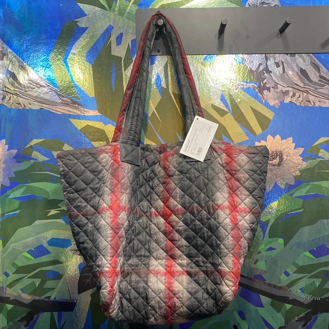 MZ Wallace Gray Red and Beige Sutton Tote