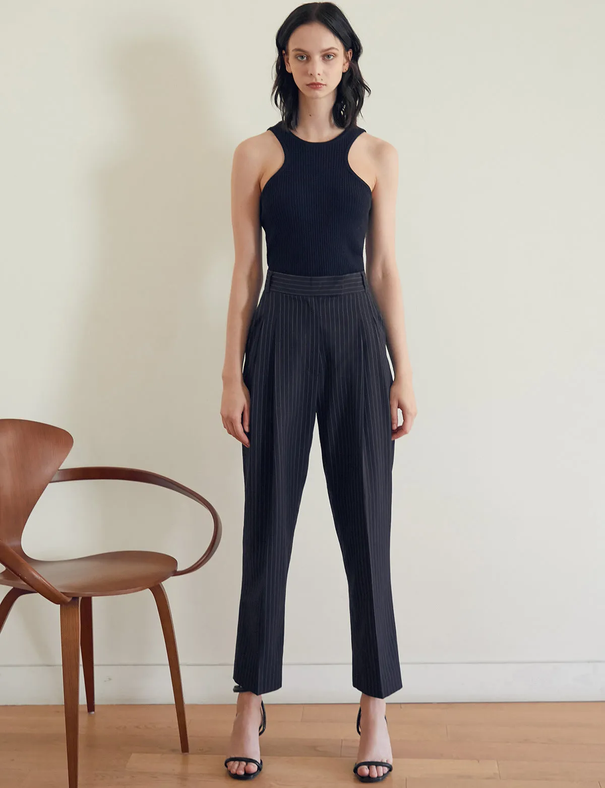Navy Two-Way Knit Rib Tank