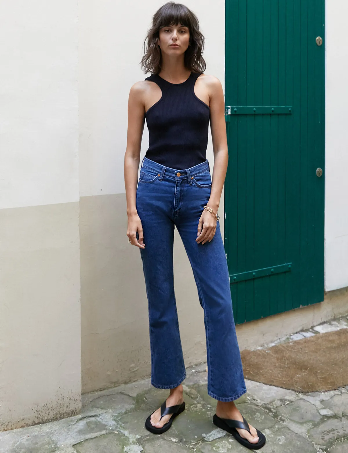 Navy Two-Way Knit Rib Tank