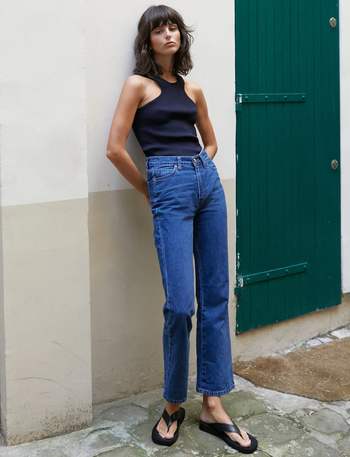 Navy Two-Way Knit Rib Tank