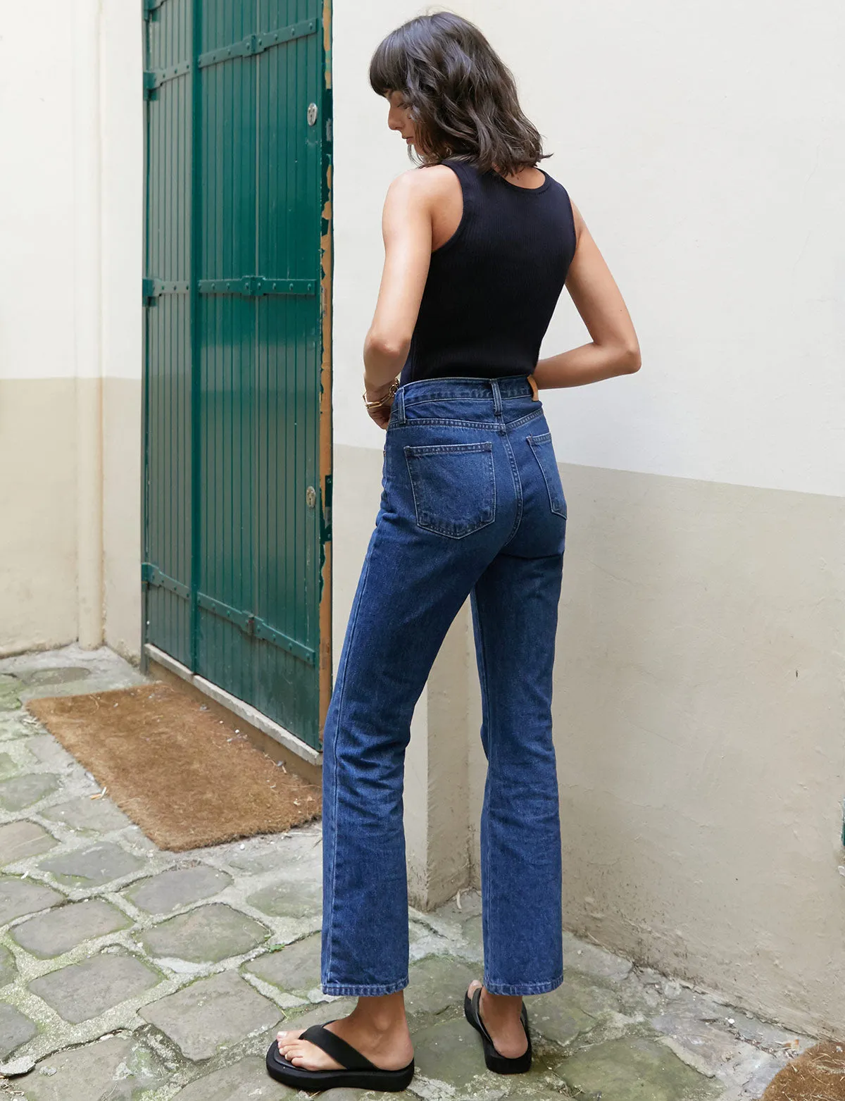 Navy Two-Way Knit Rib Tank