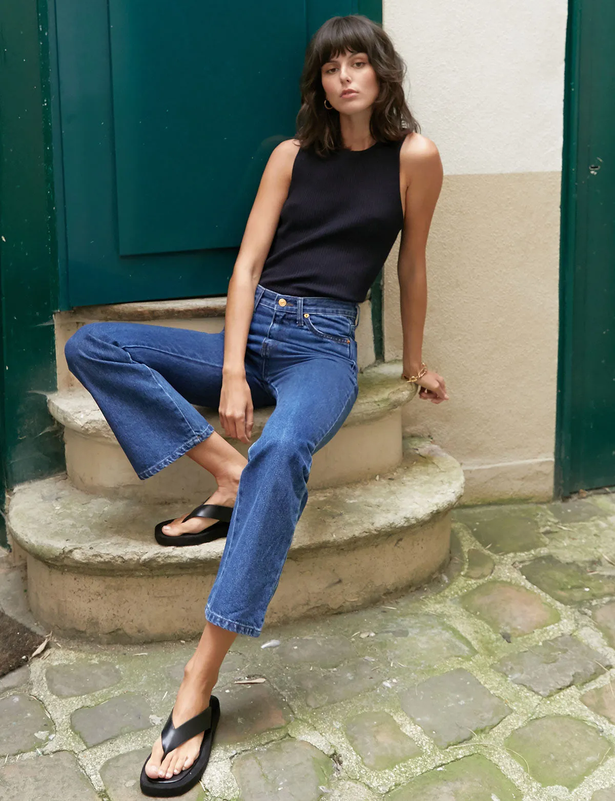 Navy Two-Way Knit Rib Tank