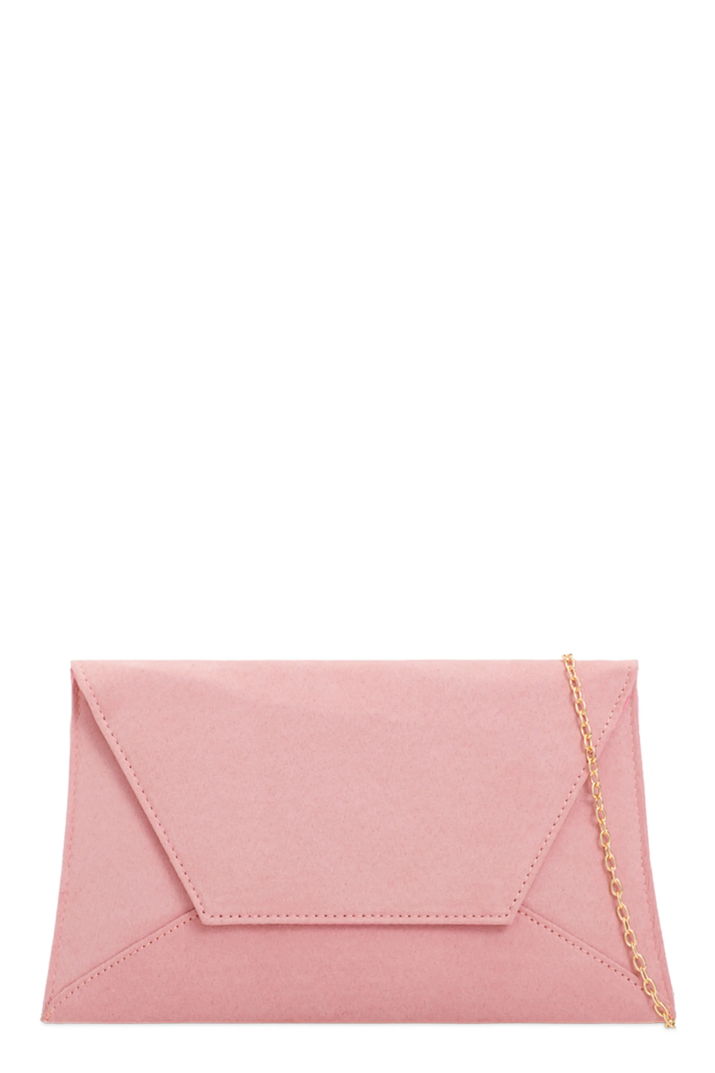 Nettie Blush Suedette Envelope Clutch Bag