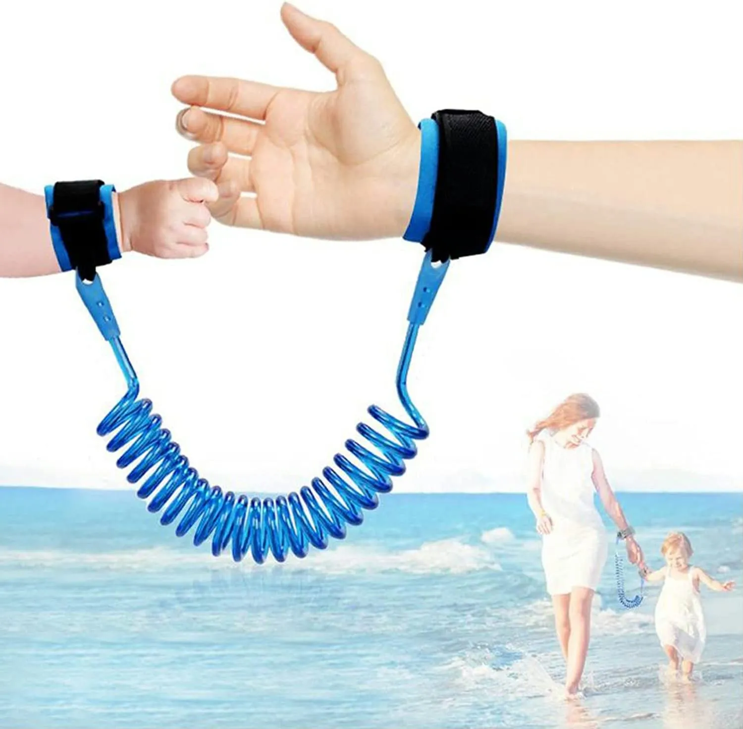 New Anti Lost Wrist Link, Upgraded Anti Lost Wristband, Toddler Leash Kid Leashes Babies Safety Harness, Velcro Wrist Belts, Toddlers Safety Strap for Travel, Boys, Girls, Child(2M, 6.56ft, Blue)