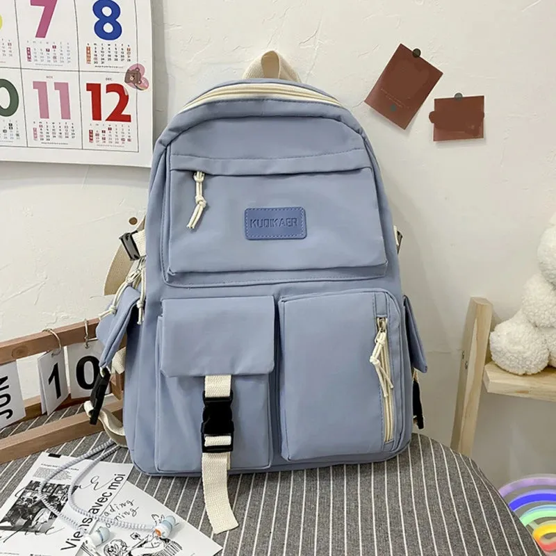 New Fashion Student High Capacity Waterproof College Backpack Trendy Girls Canvas Shoulders School Bags Boy Travel Book Bag