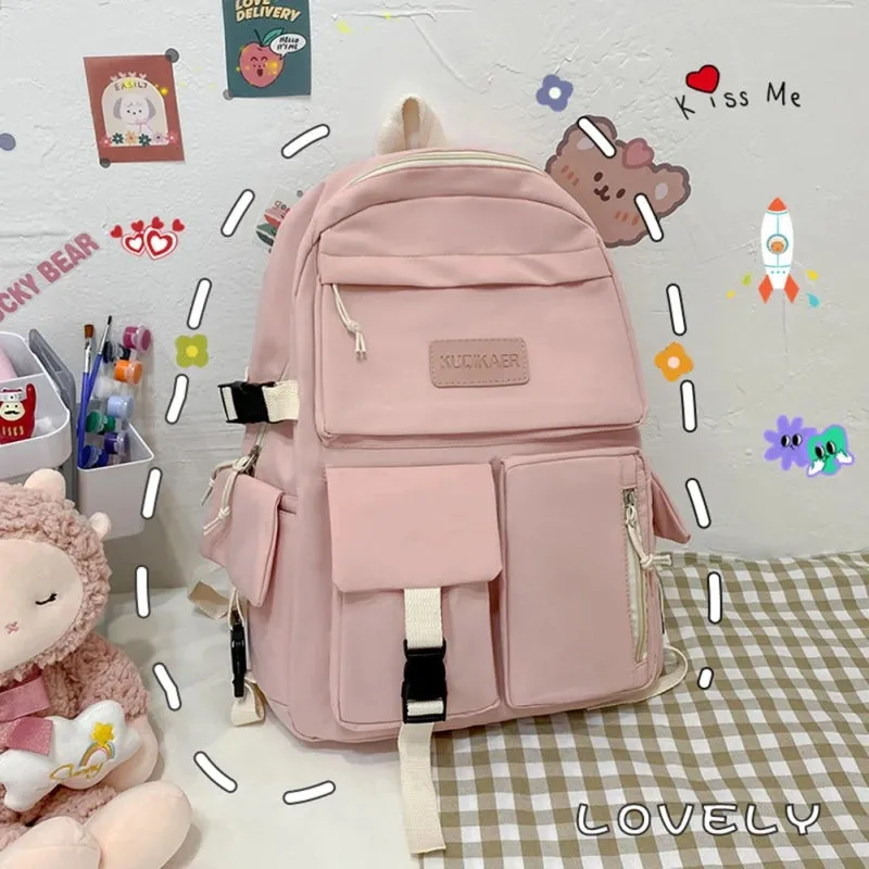 New Fashion Student High Capacity Waterproof College Backpack Trendy Girls Canvas Shoulders School Bags Boy Travel Book Bag