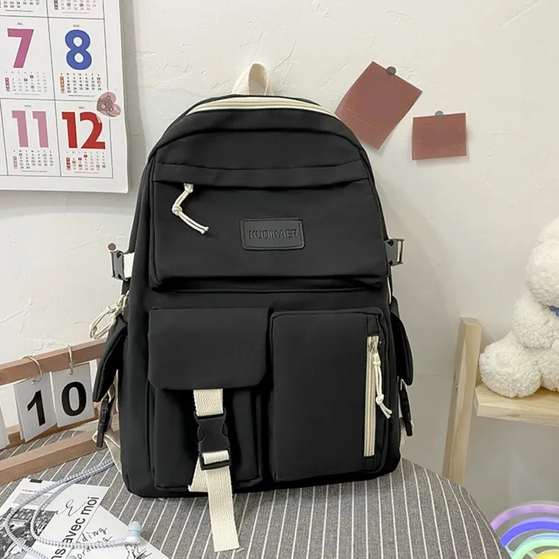 New Fashion Student High Capacity Waterproof College Backpack Trendy Girls Canvas Shoulders School Bags Boy Travel Book Bag