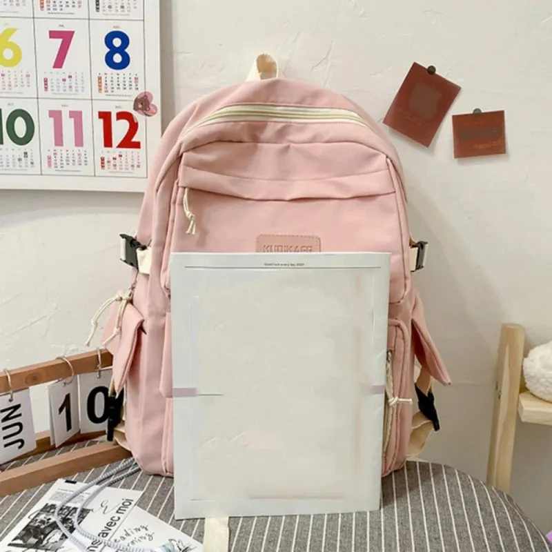 New Fashion Student High Capacity Waterproof College Backpack Trendy Girls Canvas Shoulders School Bags Boy Travel Book Bag