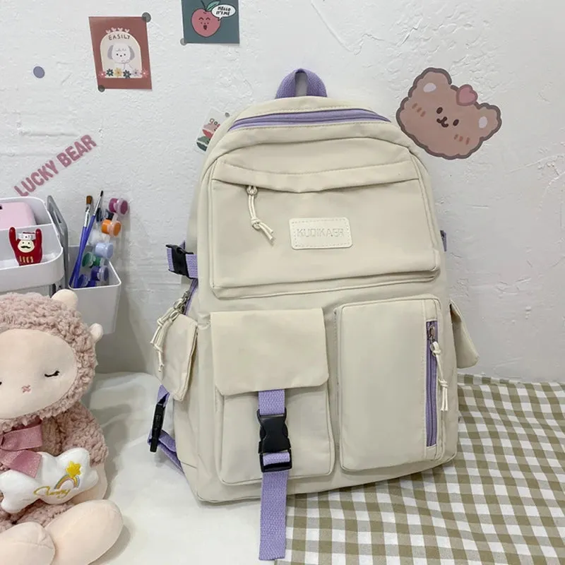 New Fashion Student High Capacity Waterproof College Backpack Trendy Girls Canvas Shoulders School Bags Boy Travel Book Bag