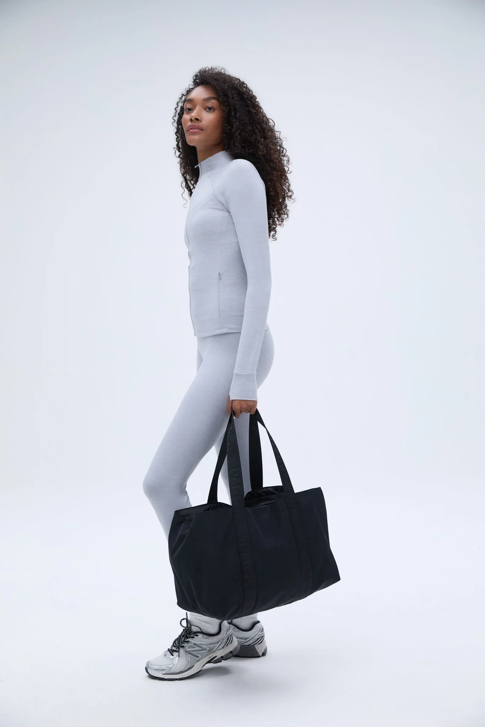 Nylon Zip Tote Bag - Black