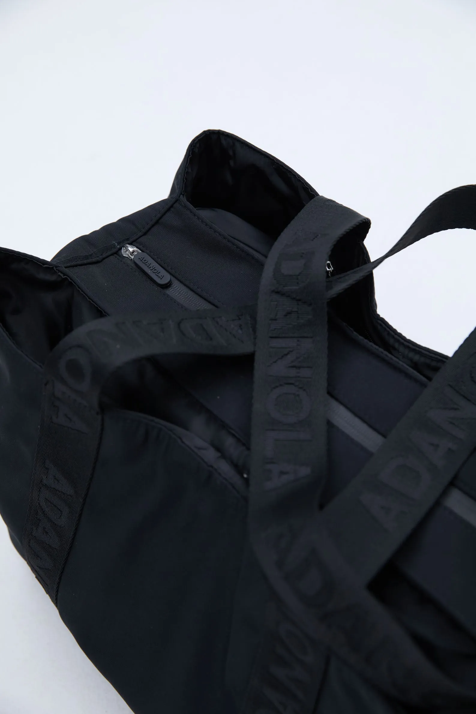 Nylon Zip Tote Bag - Black