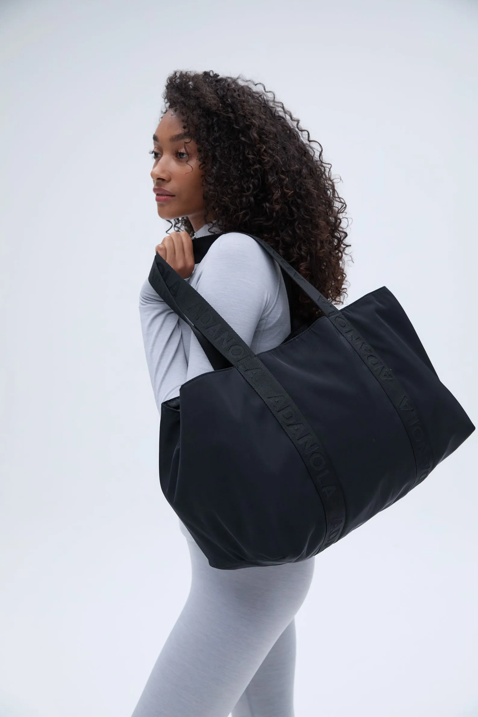 Nylon Zip Tote Bag - Black