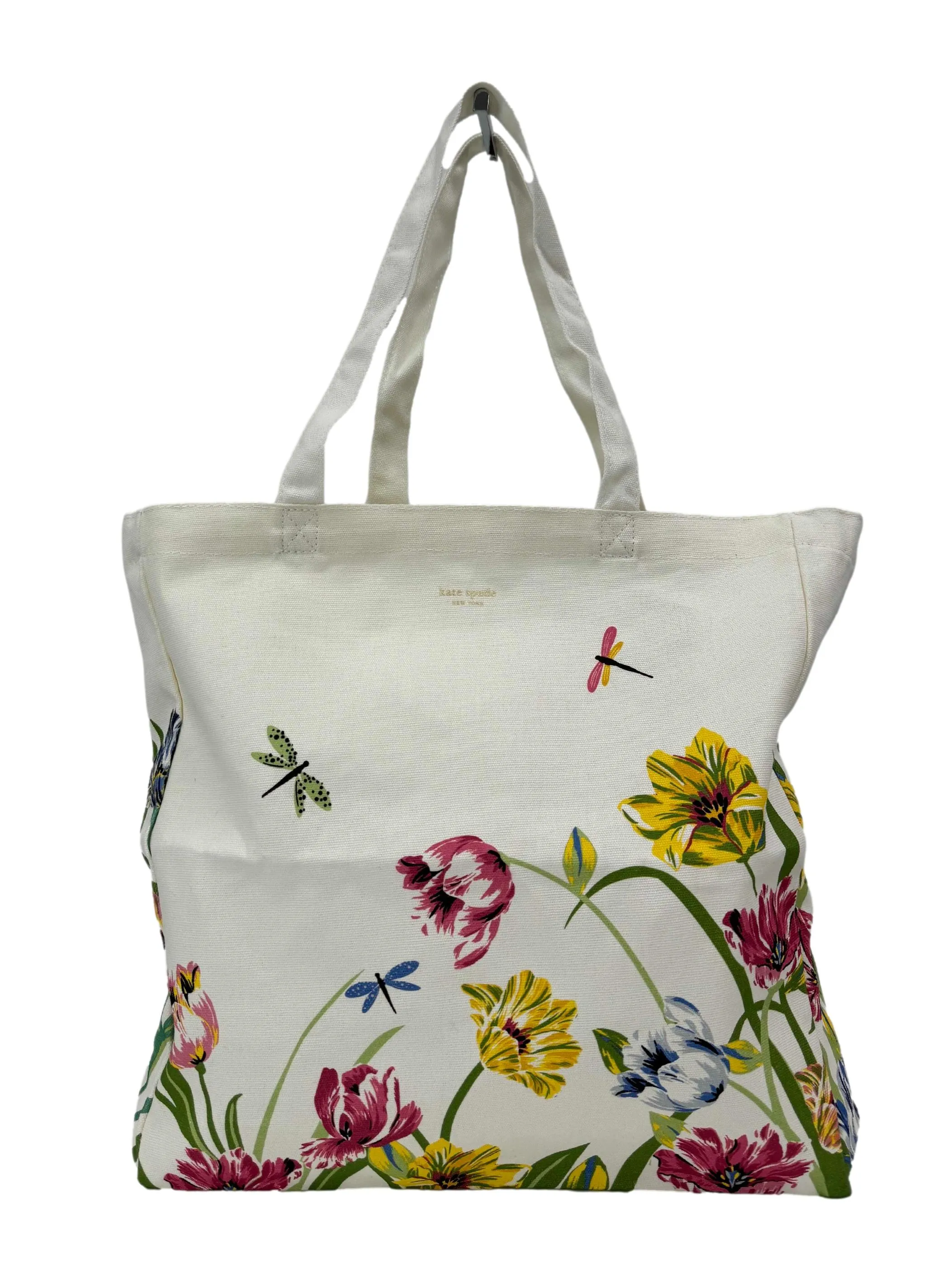 Off White Floral Canvas Book Tote