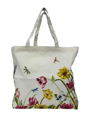 Off White Floral Canvas Book Tote
