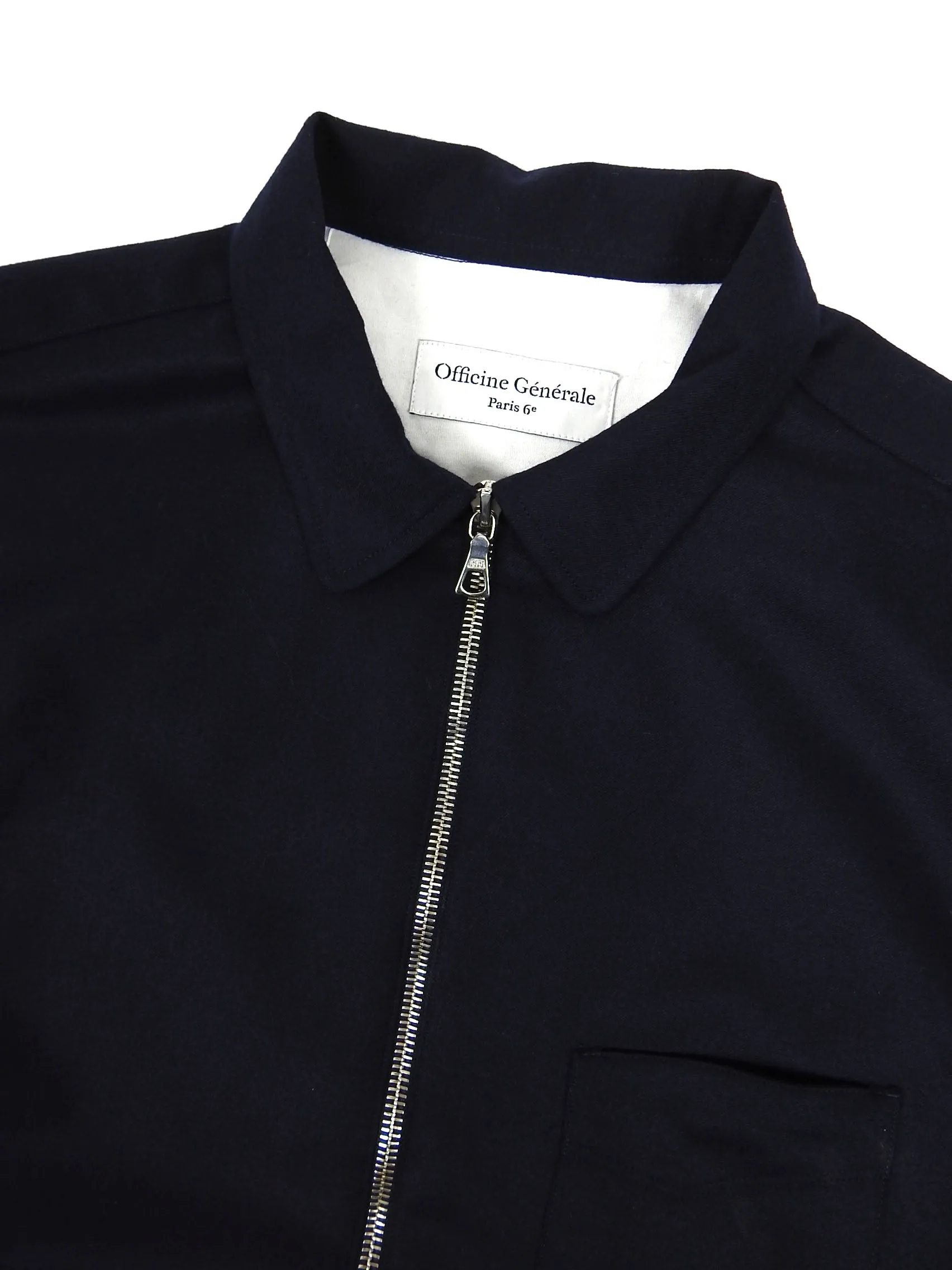 Officine Generale Wool 1/4 Zip Top Navy Medium